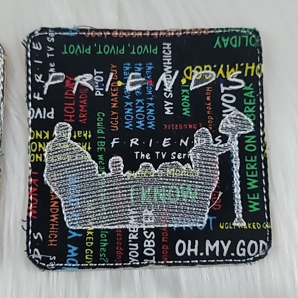 Set Of 4 Embroidered Cork Friends TV Show Coasters - Picture 3 of 6